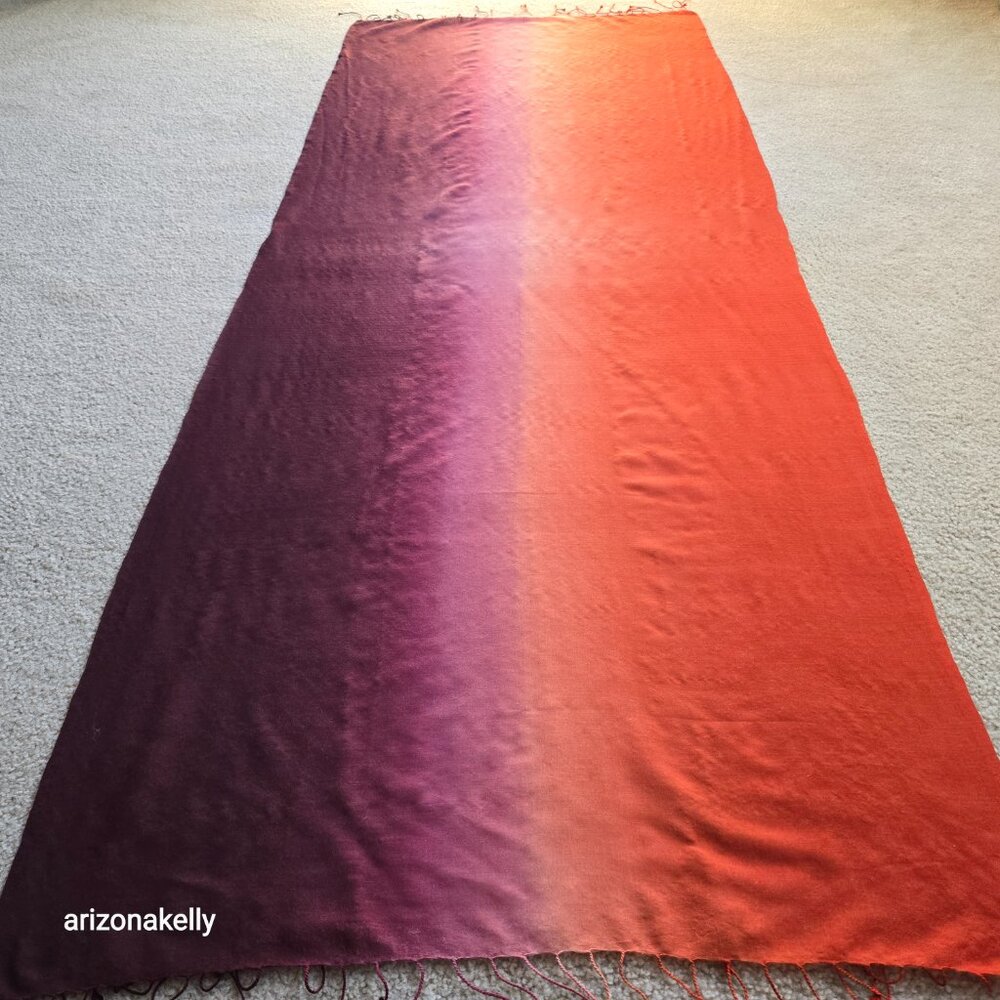 John Hanley 100% Wool Lightweight Gradient Red Burgundy Scarf